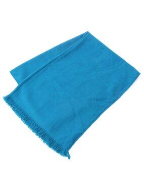 Hermes Cashmere Silk New Libris Shawl Blue Scarf